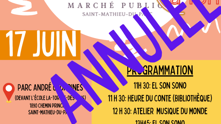 ANNULATION DE LA HALTE DU PARC DU 17 JUIN