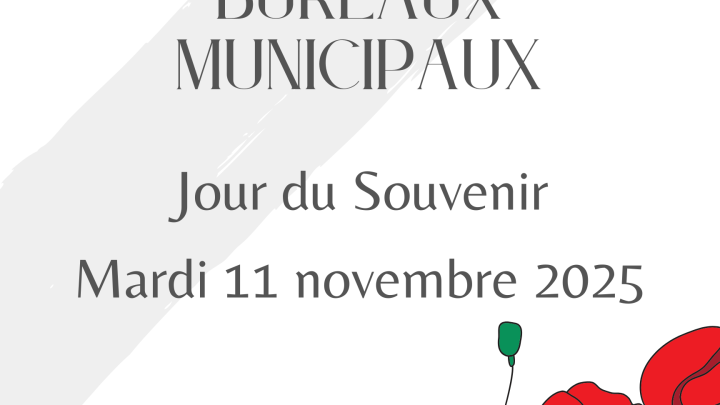 Jour du souvenir | Fermeture des bureaux municipaux