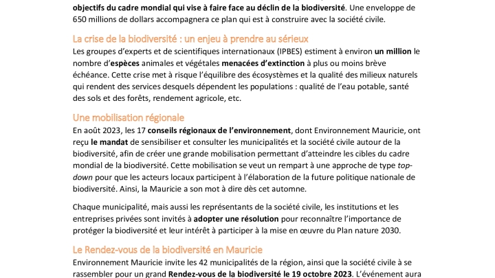 RENDEZ-VOUS DE LA BIODIVERSITÉ