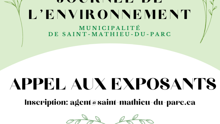 APPEL AUX EXPOSANTS | JOURNÉE DE L'ENVIRONNEMENT