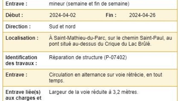 INFO TRAVAUX ROUTIERS