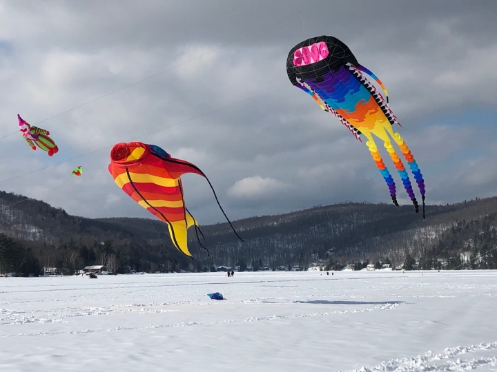 PLAISIRS D'HIVER AU LAC SOURIS | ENVOLÉE DE CERFS-VOLANTS GÉANTS