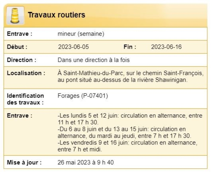 INFO | TRAVAUX ROUTIERS